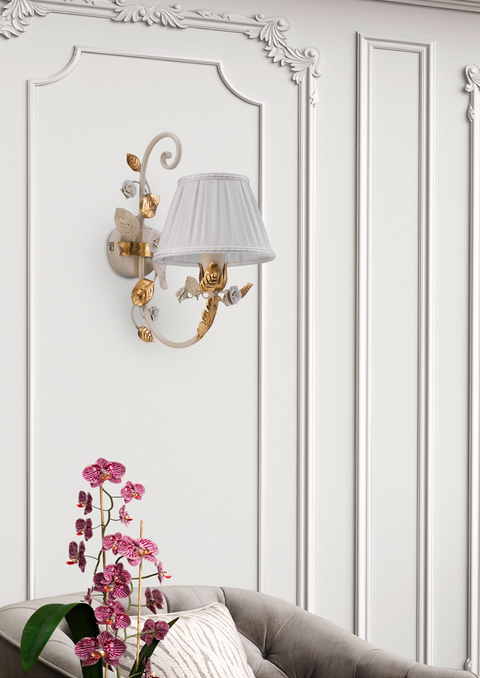 Applique Shabby Chic "Incanto di Rose" - AP 168/1 P - ø 16 h 30 sp 26