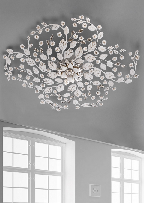 Plafoniera Shabby Chic "Incanto di Rose" - PL 168/85 P/OV - ø 65 L 85