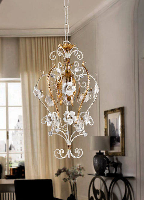 Lanterna Shabby Chic "Bocciolo di Corte" - ING 159/P - ø 35 h 49