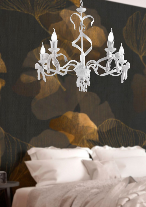 Lampadario Shabby Chic "Fiocco di Neve" - LS 169/5 - ø 70 h 60