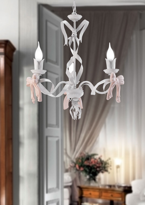 Lampadario Shabby Chic "Fiocco di Neve" - LS 169/3 - ø 55 h 50