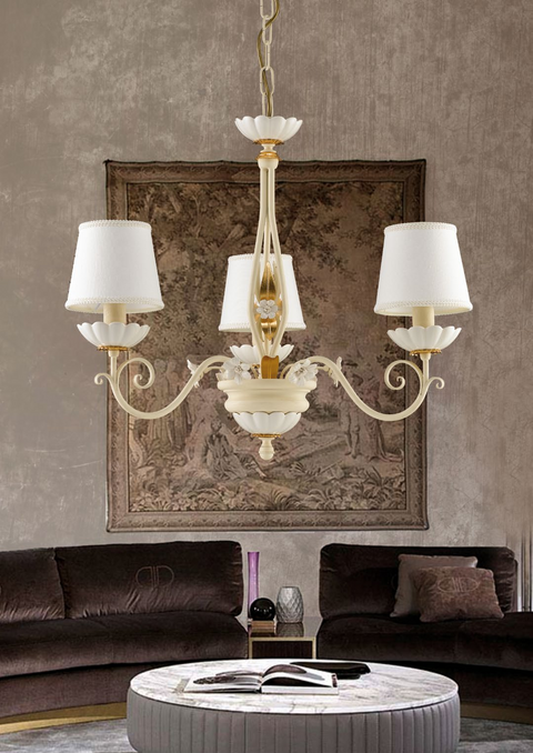 Lampadario Shabby Chic "Petalo di Seta" - LS 165/3P - ø 65 h 52