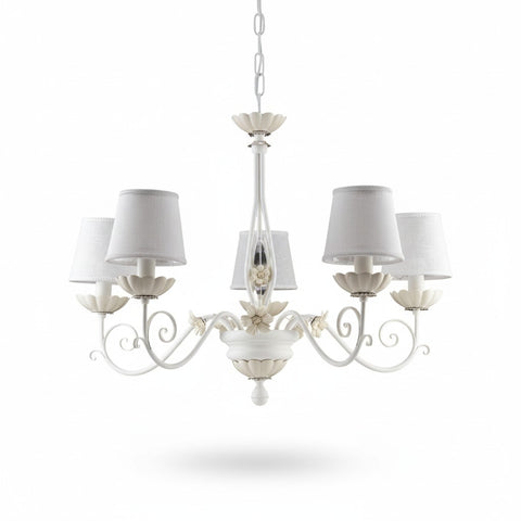 Lampadario Shabby Chic "Sinfonia di Petali" - LS 165/5P - ø 80 h 58