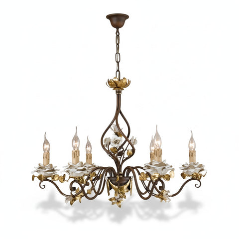 Lampadario Shabby Chic "Intreccio Nobile" - LS 141/6 - ø 80 h 56