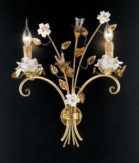 Applique Shabby Chic a Fiori d'Oro "Intreccio Nobile" - AP 141/2 - l 40 h 50