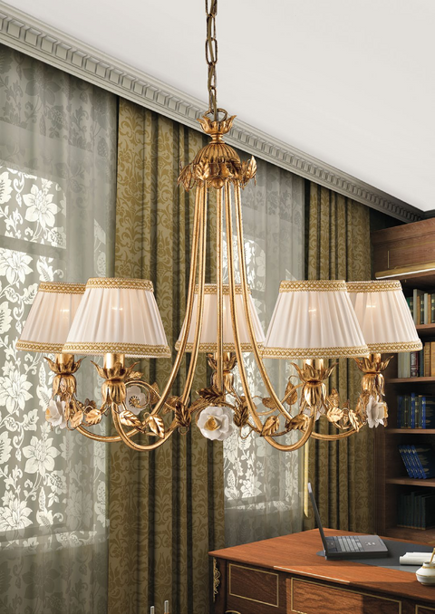 Lampadario Shabby Chic "Sinfonia Floreale" - LS 122/5 - ø 67 h 55