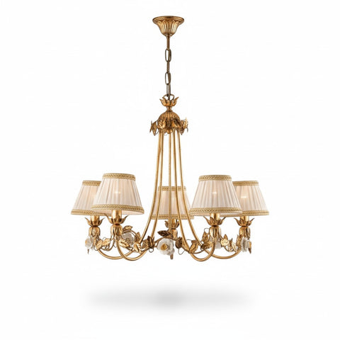 Lampadario Shabby Chic "Sinfonia Floreale" - LS 122/5 - ø 67 h 55