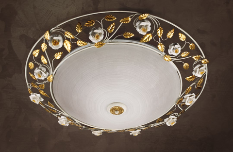 Plafoniera a Cupola Shabby Chic "Sinfonia Floreale" - PL 122/70 V - ø 70