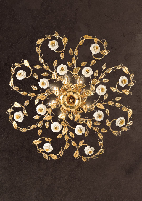 Plafoniera Tonda Shabby Chic "Sinfonia Floreale" - PL 122/80 - ø 80