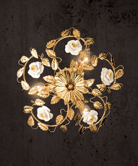 Plafoniera Tonda Shabby Chic "Sinfonia Floreale" - PL 122/30 - ø 30