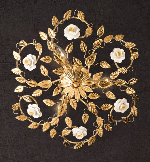 Plafoniera Tonda Shabby Chic "Sinfonia Floreale" - PL 122/40 - ø 40