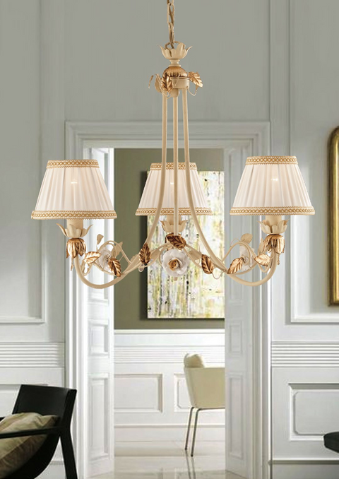 Lampadario Shabby Chic "Sinfonia Floreale" - LS 122/3 - ø 51 h 50
