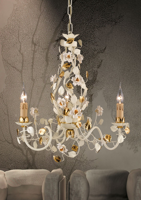Lampadario Shabby Chic "Giardino d'Inverno" - LS 139/3 - ø 50 h 54