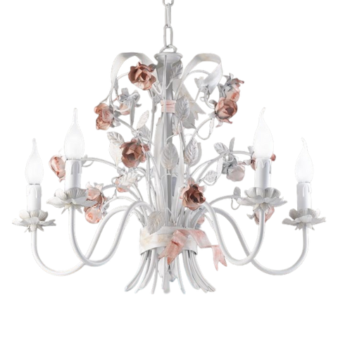 Lampadario Shabby Chic "Incanto Floreale" - LS 167/5 - ø 64 h 48