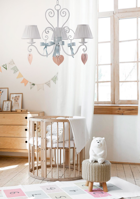 Lampadario Shabby Chic "Aria di Primavera" - LS 166/3 CUORE FIOCCO - ø 65 h 54