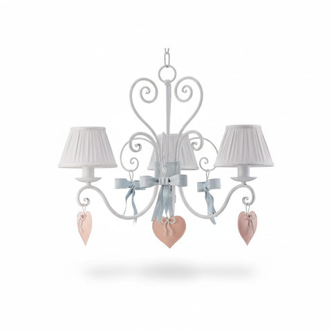 Lampadario Shabby Chic "Aria di Primavera" - LS 166/3 CUORE FIOCCO - ø 65 h 54