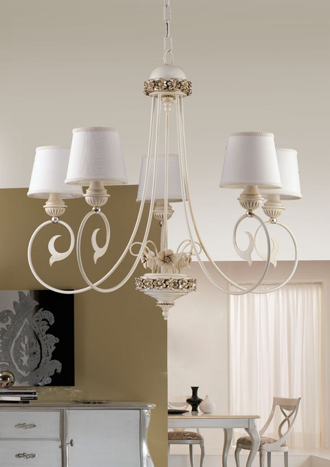 Lampadario Shabby Chic "Sogno di Cotone" - LS 164/5 - ø 76 h 70