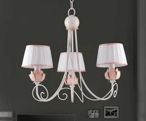 Lampadario Shabby Chic "Incanto di Seta" - LS 163/3 - ø 56 h 51