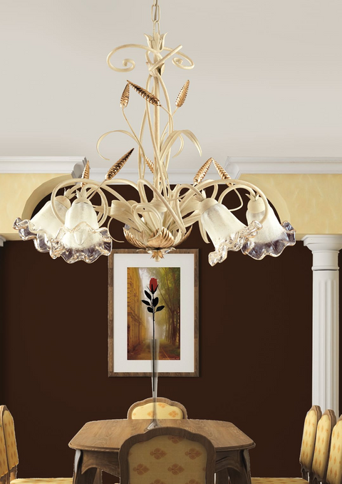 Lampadario Shabby Chic "Nobile Bocciolo" - LS 119/5 - ø 75 h 60