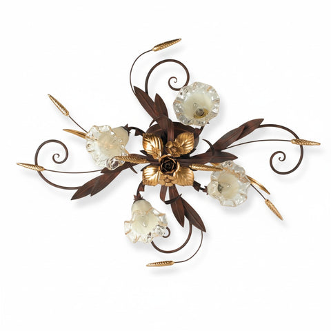 Plafoniera Shabby Chic "Nobile Bocciolo" - PL 119/4 - LUNG 105 LARG 78