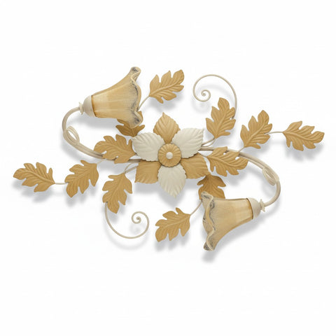 Plafoniera Shabby Chic "Foglia Barocca" - PL 130/2 OV - LUNG 72 LARG 42