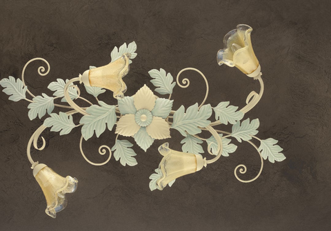 Plafoniera Shabby Chic "Foglia Barocca" - PL 130/4 OV - LUNG 91 LARG 60