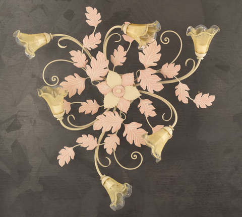 Plafoniera Shabby Chic "Foglia Barocca" - PL 130/6 - ø 84