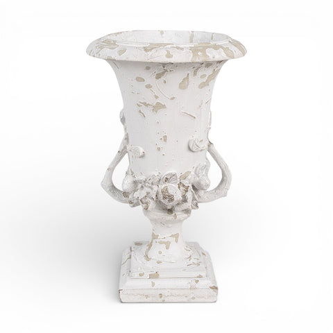 Fioriera decorativa a coppa in stile classico – Ø 19x28 cm (bianco/beige, polyresin) by Clayre & Eef