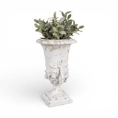 Fioriera decorativa a coppa in stile classico – Ø 19x28 cm (bianco/beige, polyresin) by Clayre & Eef