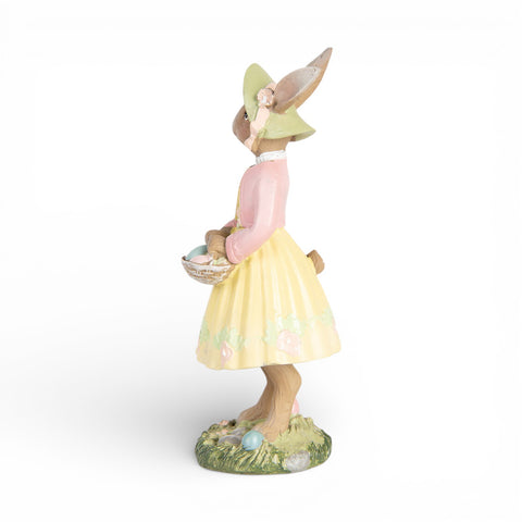 Statuetta decorativa coniglio con cestino – 12 cm (beige, plastica) by Clayre & Eef