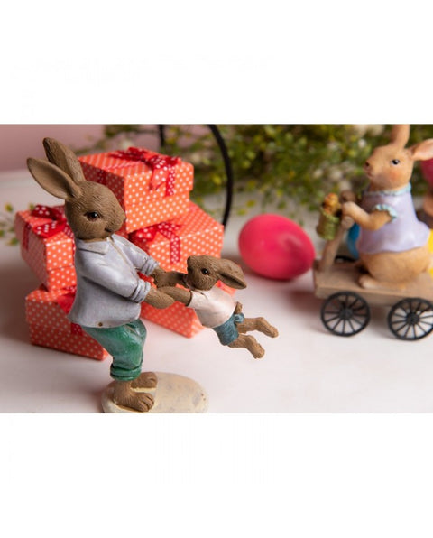 Dad and son rabbit figurine