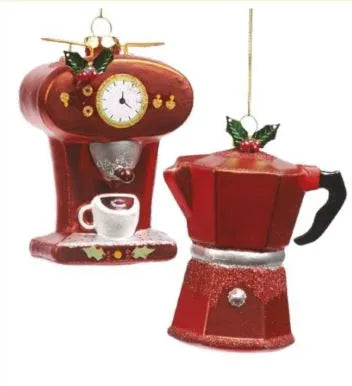 Addobbo Natalizio in Vetro Macchina del Caffè o Moka – H 15 cm – Goodwill