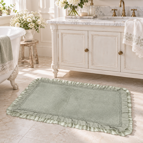 Tappeto Bagno in Cotone con Doppia Gala - Collezione Bagno Chiaro by Blanc Mariclò, 50x110 cm
