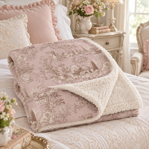Plaid Invernale Sherpa Rosa 440 GSM – Toile Du Borgo by Blanc Mariclò, 140x170cm