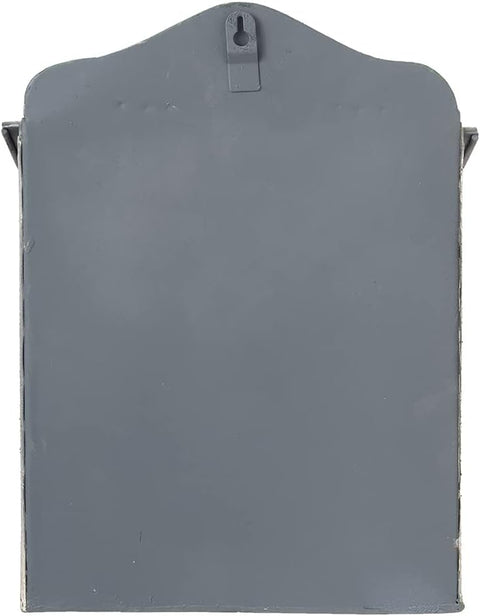 Cassetta Postale in Metallo con Decoro Floreale – Grigio/Verde 26×10×35 cm Stile Rustico