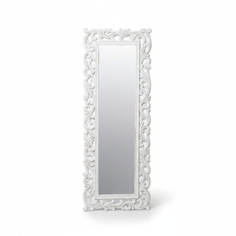 Specchio da Parete Rettangolare con Cornice Intagliata - 45,5x120cm