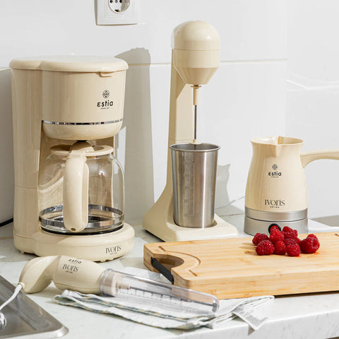 Miscelatore Elettrico Retrò "Ivoris" Avorio Acciaio Inox 500ml 100W, Estia Home
