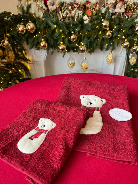 Pair of teddy bear towels 