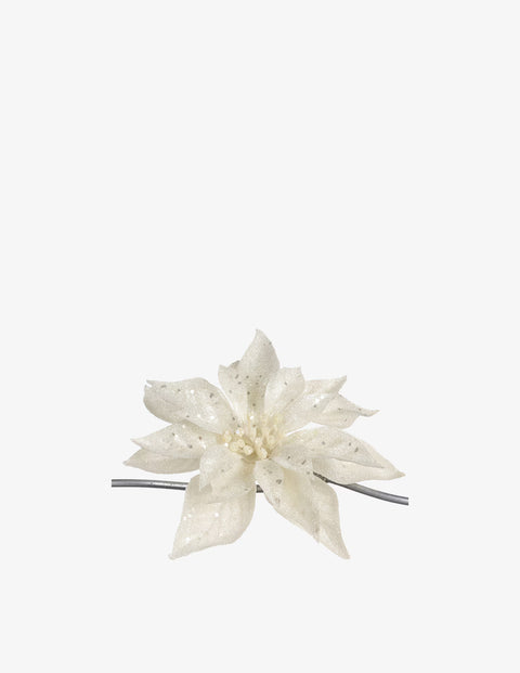 Stella di Natale Glitterata Bianca con Clip – Goodwill – 8 cm