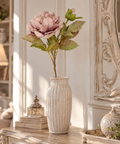 Peonia artificiale con bocciolo rosa antico in vaso rigato