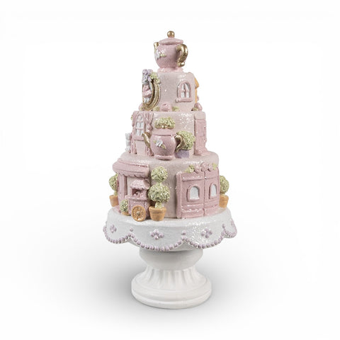 Statuetta decorativa torta su piedistallo – Ø 13x27 cm (rosa, plastica) by Clayre & Eef