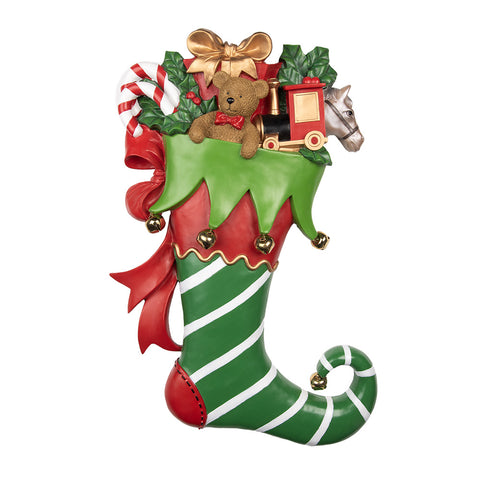 Calza di Natale da Parete Decorativa Rosso e Verde - Clayre & Eef, 54x12x78 cm