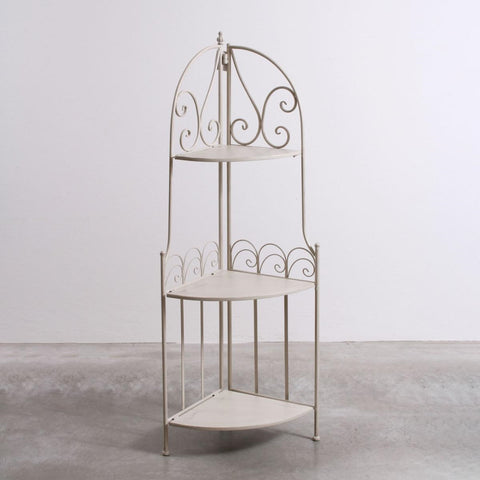 Angoliera in Metallo Bianco Anticato Shabby Chic - 49x33x125 cm
