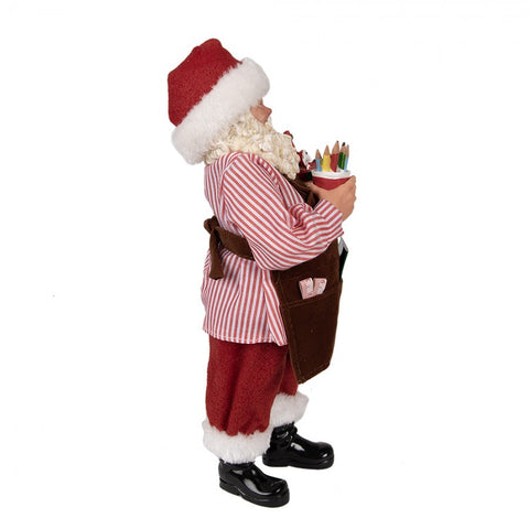 Statuetta Babbo Natale con Matite e Grembiule – 28 cm