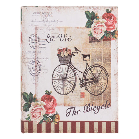 Set 3 Scatole Libro Contenitore "The Bicycle" Rosa e Beige - Clayre & Eef, 27x22x7 / 22x17x6 / 17x12x4cm