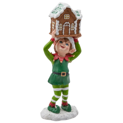 Elf with gingerbread house