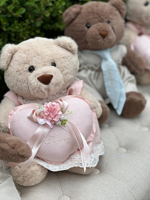 Orsetto artigianale personalizzabile – 30 cm – Fatto a mano con accessori su misura