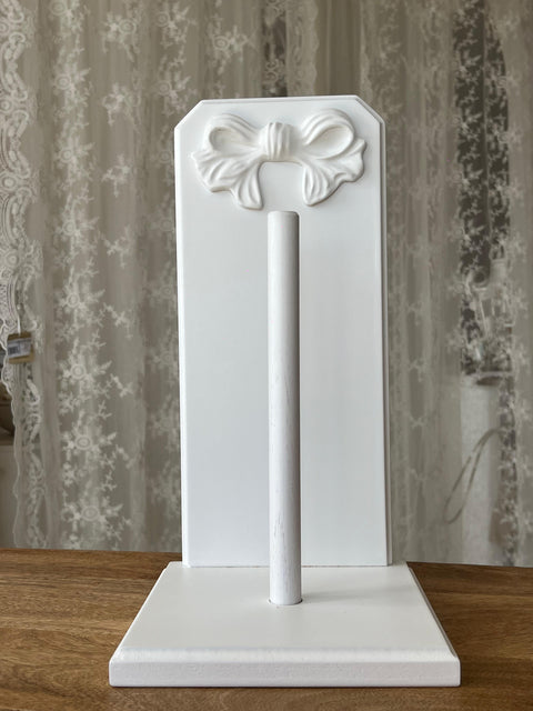 Porta Scottex in Legno Artigianale con Fiocco - Completamente realizzato a mano