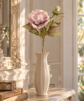 Peonia artificiale con bocciolo rosa antico in vaso bianco