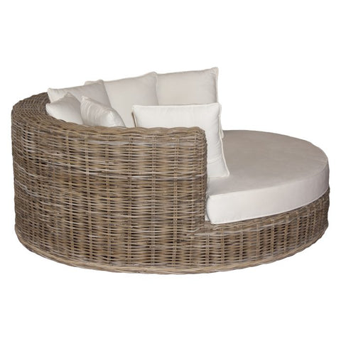 Divano a Conchiglia in Giunco con 6 cuscini - Ø150 H65